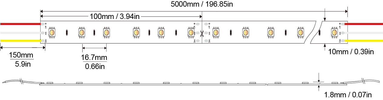 5050-60D-10MM-12V(2-in-1) Technical Specifications
