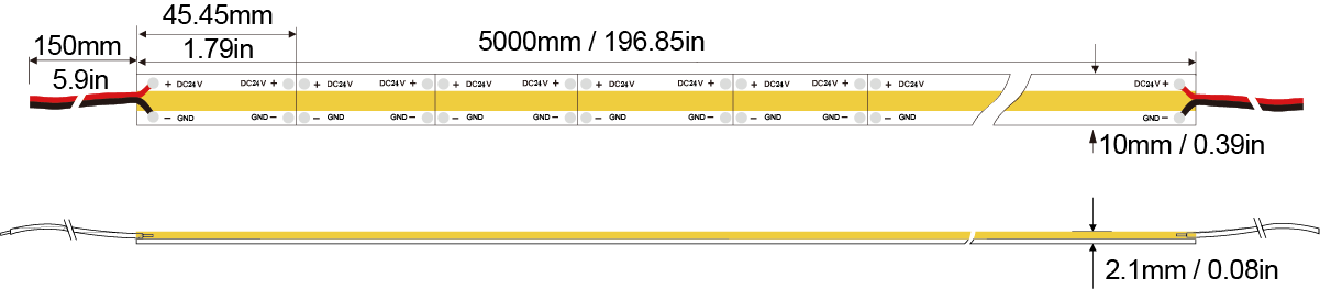 CCT双色系列：COB-640D-10MM-24V（CCT） Technical Specifications