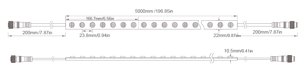 LED Wall Washer 5050CCT-42D-22MM-24V PU IP68 Solid Waterproof Technical Specifications