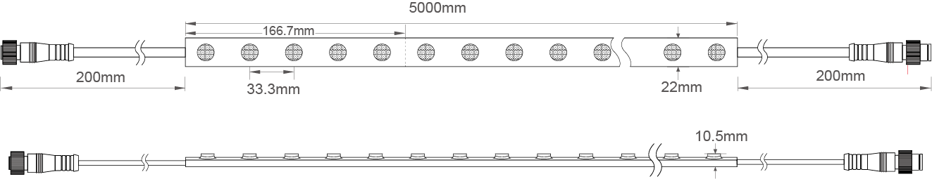 LED Wall Washer 5050RGB-30D-22MM-24V PU IP68 Solid Waterproof (DMX) Technical Specifications
