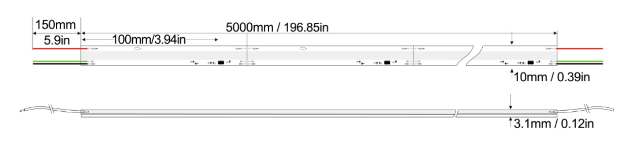 RGB幻彩系列：COB-480D-10MM-24V Technical Specifications