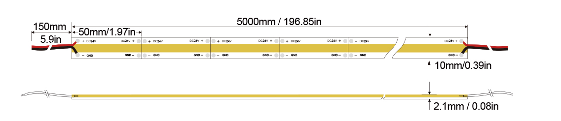 白光系列:COB-480D-10MM-24V Technical Specifications