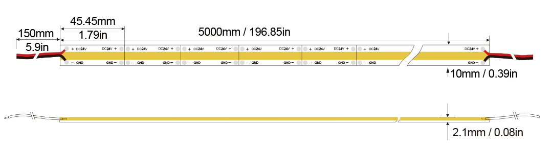 高显色指数系列:COB-528D--10MM-24V Technical Specifications