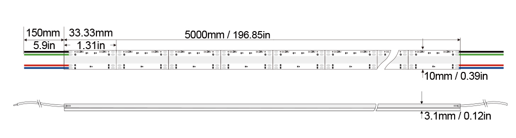 RGB系列：COB-630D-10MM-24V Technical Specifications