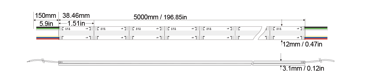 RGB&CCT系列:COB-910D-12MM-24V Technical Specifications