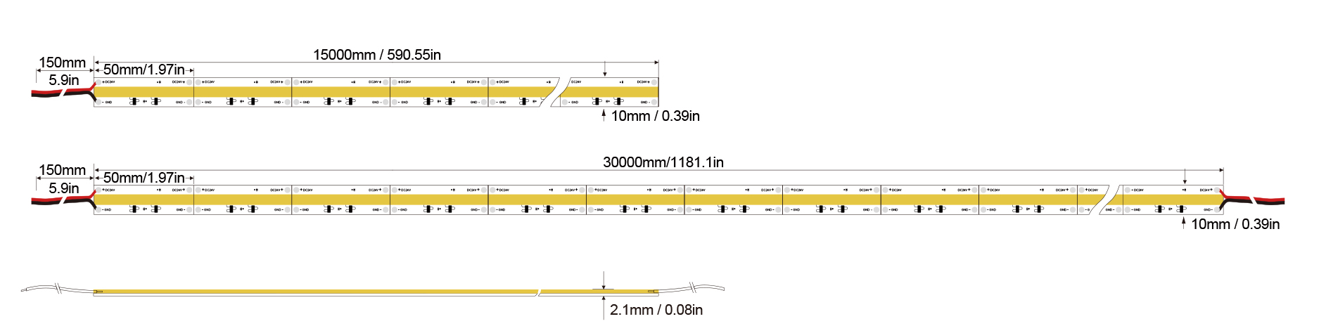 恒流系列： COB-480D-10MM-24V Technical Specifications