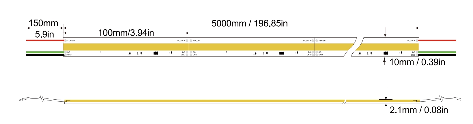 白光幻彩系列:COB-420D-10MM-24V Technical Specifications